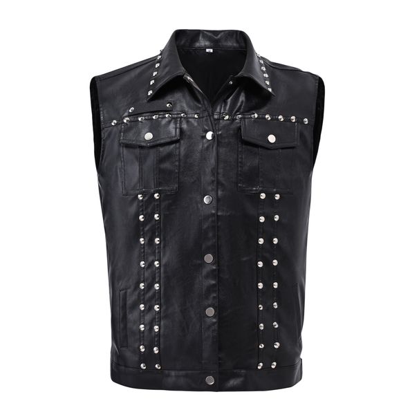 Trendy Men's Spring, Summer, Autumn Korean Version Slim Fit Cool Rivet Sleeveless Camisole Trendy Vest_viptrois.com