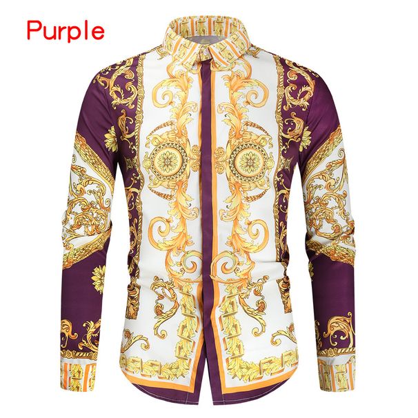 Hot Selling Men's Palace Style 3D Digital Printed Long Sleeved Youth Fashion Trend Shirt In 8 Colors_viptrois.com