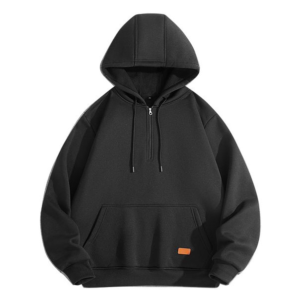 Men's Half-Zip Fleece Hooded Sweatshirt - Lightweight Pullover Jacket For Spring & Autumn - Casual Streetwear With Kangaroo Pockets_viptrois.com