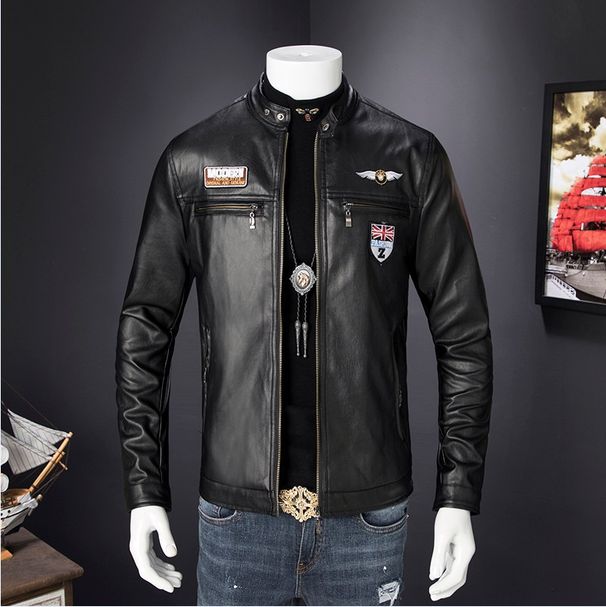Men's Clothing Slim Fitting Korean Style Jackets For YoungSpring, Autumn And Winter, New Style Trendy Men's Handsome Motorcycle PU Leather Jackets_viptrois.com