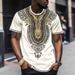 Men's 3D Printed Color Block T-Shirt - African Tribal Pattern Round Neck Short Sleeve Casual Top_viptrois.com