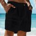 Men's Clothing Linen Shorts Summer Shorts Beach Shorts Button Pockets Comfortable Holiday Linen Cotton Blend Fashion_viptrois.com