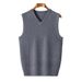 Men's Wool Blend Vest Spring Autumn Casual V-Neck Sweater Solid Color Base Shirt Business Fashion Stylish_viptrois.com