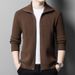 Pure High-end Wool Men's Sweater Cardigan Turn-down Collar Jacket Winter Thickened Warm Solid Color Knitwear Wholesale_viptrois.com