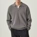 Men's Clothing V Neck Sweater Pullover Thick Needle Lapel Polo Long Sleeve Solid Color Spring And Autumn Tops_viptrois.com