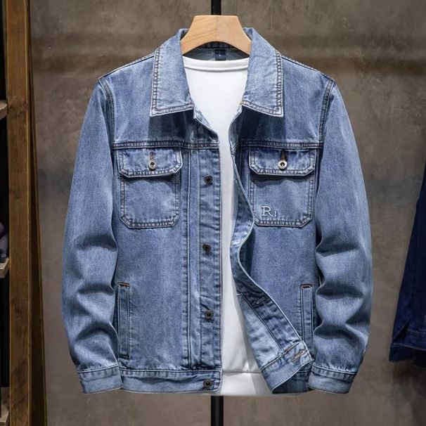 New Casual Youth Trendy Brand Versatile Spring Workwear, High-End Loose Denim Jacket, Men's_viptrois.com