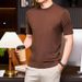 Men's Short Sleeve Sweater Medium Green Bottom Casual Half Sleeve T-Shirt Crew Neck Sweater Men's Clothing_viptrois.com