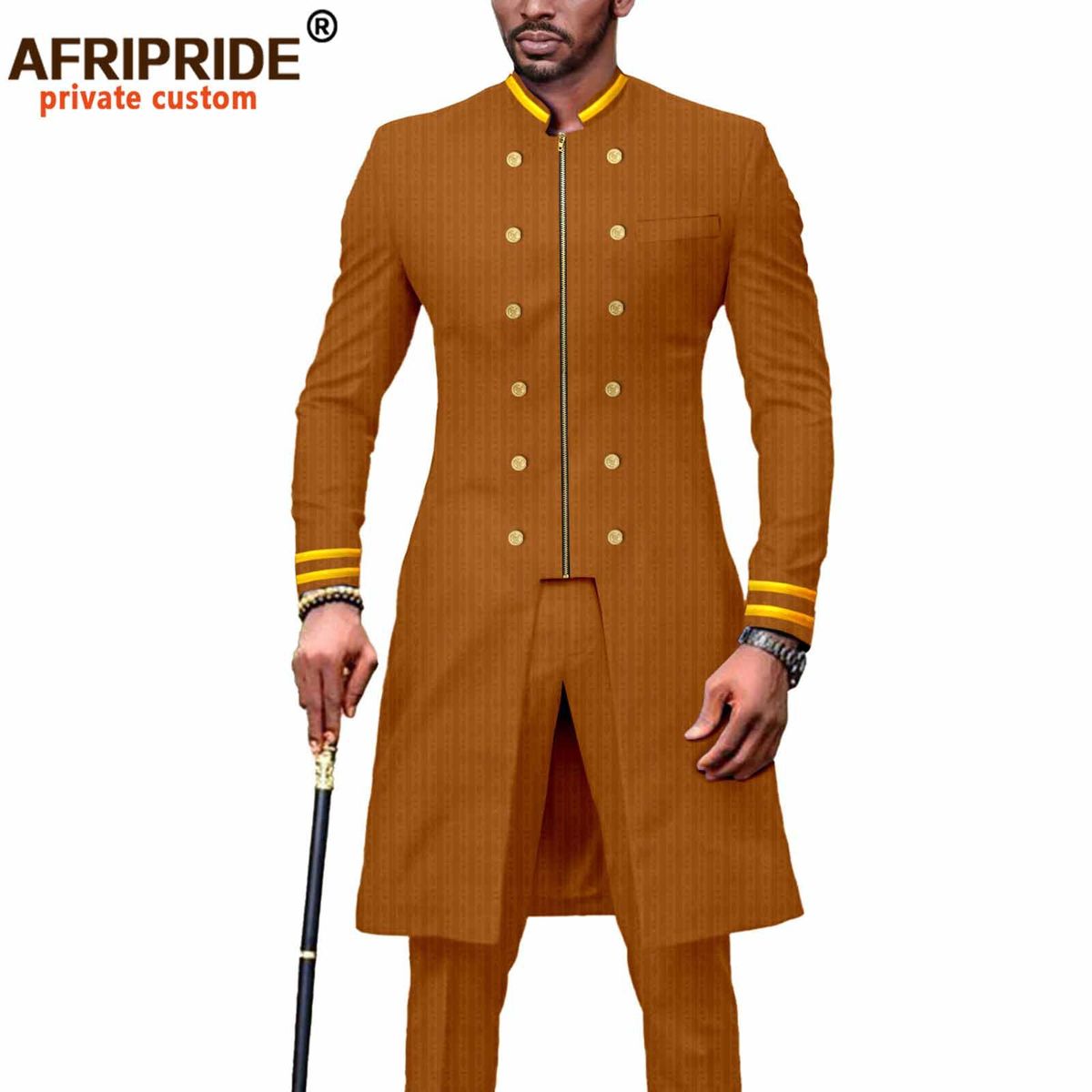 Men's clothing African men's zipper two-piece set_viptrois.com