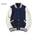 Men's Cotton Baseball Jacket Slim Fit, Casual Varsity Style, Short Sleeve, Navy Blue, Black, Red, Bury, Blue - Spring_viptrois.com