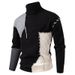 Loom Cross-Border Autumn Winter Color-Block Patchwork Turtleneck Sweater Men's European And American Fashion Trend Casual_viptrois.com