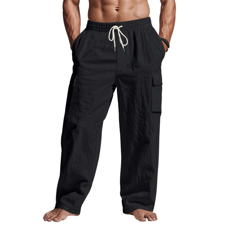 Men's Clothing Four Seasons Thin Breathable Workwear Multi Pocket Loose Casual Trendy Wide Leg Pants_viptrois.com
