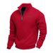 Pure Cross-Border American Style Autumn Winter Heavy Fleece Long Sleeve Half Zip Loose Stand Collar Pullover Men's Sweatshirt_viptrois.com