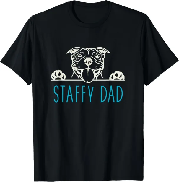 Staffy Dad With Staffordshire Bull Terrier Dog Gift Unisex T-Shirt_viptrois.com