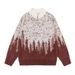 Loose Lazy New Chinese Style Button Gradient Color Knitted Design Stand Collar Sweater Unisex Top_viptrois.com