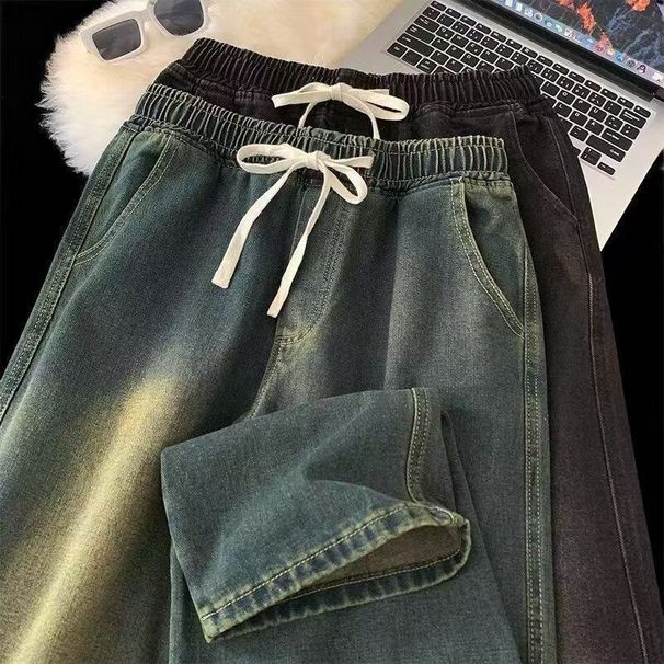 American Retro Style Men's Jeans, New Spring And Autumn Style, Trendy High Street Loose Straight Leg Wide Leg Men's Casual Trousers_viptrois.com