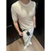 Men's Old Money Style Knit Polo T-Shirt – Summer Relaxed Luxury Short Sleeve Top (Breathable Polyester, Slim Fit, Machine Washable, Black/Beige)_viptrois.com