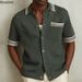 2025 Männer Sommer Kurzarm Polo Shirts Gestrickte Revers Strickjacke Top Streifen Nähte Männer Polo T-shirt Mode Camisa Hombre_viptrois.com
