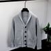 Men’s Slim Fit V-Neck Knit Cardigan – Japanese Streetwear Style Polyester Sweater (Machine Washable, 6 Sizes, Solid Colors,_viptrois.com