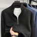 Men's Premium Cotton-Blend Zip-Up Jacket – Breathable Relaxed-Fit Sportswear With Ribbed Hem (Light Gray/Navy/Black/Charcoal/Dark Blue)_viptrois.com