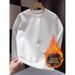Men's Long Sleeved Crew Neck Sweatshirt Autumn/Winter Patchwork Pockets Solid Color Versatile Youthful Base Layer Shirt_viptrois.com