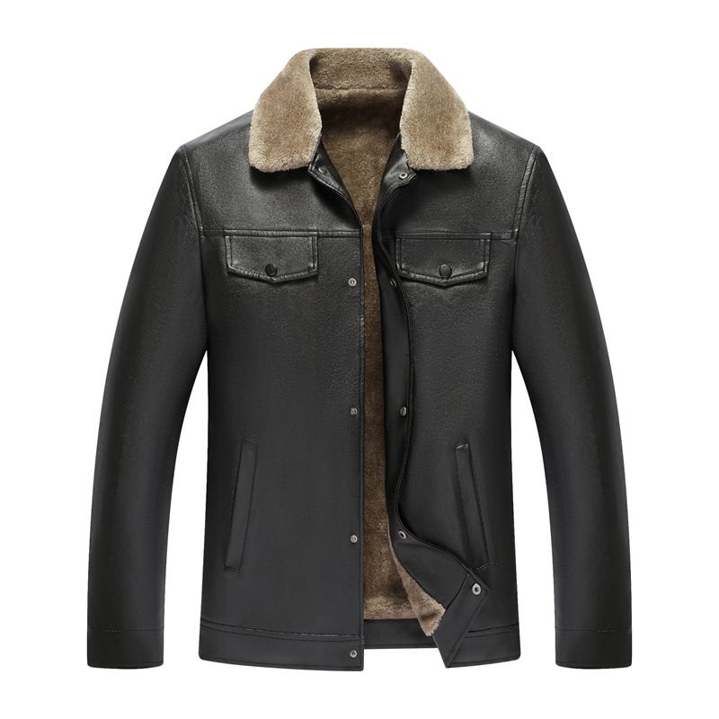 Men's Faux Shearling Leather Jacket Winter Coat Slim Fit PU Outerwear Stylish Casual Blazer For Autumn & Winter_viptrois.com