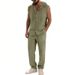 Men's Summer Hawaiian Vacation Casual Loose Fit Hooded Shirt With Pants Set Sleeveless Beachwear_viptrois.com