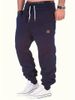 Men’s Casual Sweatpants – Solid Color Drawstring Joggers With Leather Label (Black, Blue, S-XXXL)_viptrois.com