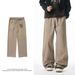 Cotton Twill Straight Casual Pants New Trendy Brand Letter Embroidered Pants American Loose Drape Trousers Q_viptrois.com