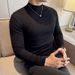 High-Quality Autumn Winter Half Turtleneck Stretch Long Sleeve Cotton Slim Fit Mid-Neck T-Shirt Korean Style Men's White_viptrois.com