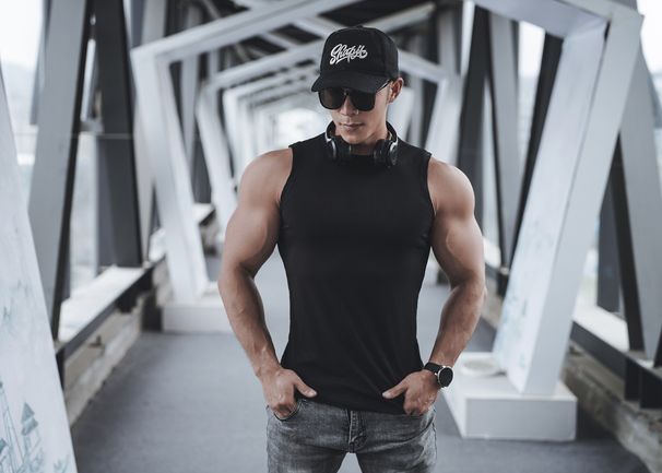 Men's Clothing Sleeveless Quick Drying Waistcoat With Stripes And Elastic Training Clothes For Fitness And Running Anti Wrinkle Clothes_viptrois.com