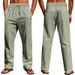 Cross-border Men's Independent Station American Summer Casual Linen Breathable Comfortable Loose Drawstring Beach Sports Trousers Men_viptrois.com