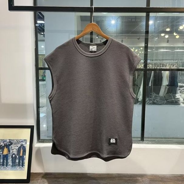 Men's Clothing Handsome Youth Solid Color Vest Sleeveless Vest Summer Waistcoat T Shirt Casual Trendy All Match Tops_viptrois.com