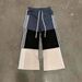 Cross Border Trend Spring And Summer Color Matching Stripes Three Bar Design Casual Stitching Contrast Color Loose Wide Leg Pants_viptrois.com