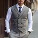 Retro Double-Breasted Print Waistcoat For Men Checkered Vest For Casual & Business Wear_viptrois.com