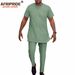 Men's Casual Cotton Short Sleeve Set Africa Print Two-Piece Clothing Polyester Muslim Sets_viptrois.com