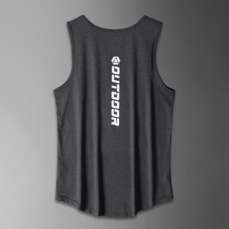 Muscle Men's Vest Sleeveless Waistcoat Summer Ice Silk Breathable Exercise Fitness Round Hem Tide Foreign Trade Cross Border Wholesale_viptrois.com