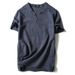 Men's Clothing Thin Linen Short Sleeved T Shirt Loose Large Size Solid Color Cotton And Linen T Shirt_viptrois.com