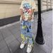 American Street Heavy Industry Embroidered Ripped Jeans For Men And Women 2023 New Brushed Long Pants_viptrois.com