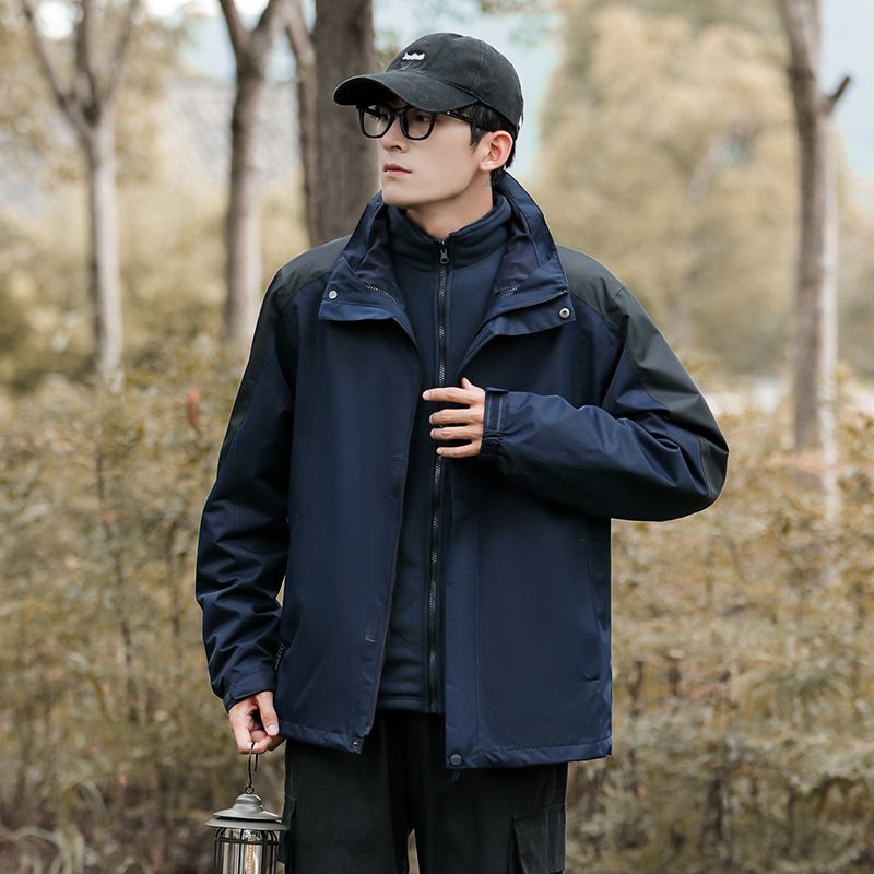 Outdoor couple's jacket three-in-one two-piece coral velvet thickened windproof and waterproof ski jacket with logo printable_viptrois.com