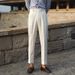 Khaki Casual Pants Men's Summer Light And Mature Style High-end Slim Pants Trendy Brand Small Feet Nine-point Pants Boys_viptrois.com