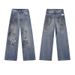 Men's Clothing Dirty Dyed Ripped Jeans For Men All Seasons Trendy Brand Design Wide Leg Pants Cleanfit Loose Trousers_viptrois.com