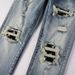 Men's Clothing Street Fashion Men's Jeans Distressed Light Blue Patch Hip Hop Slightly Elastic Slim Fit Skinny Jeans Men's Trend_viptrois.com