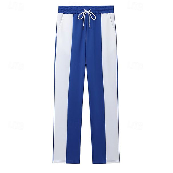 Men's Casual Sporty Jogger Pants - Breathable Quick-Dry Polyester Blend With Color Block Design, Comfortable Loose Fit For Running, Gym & Daily Wear_viptrois.com