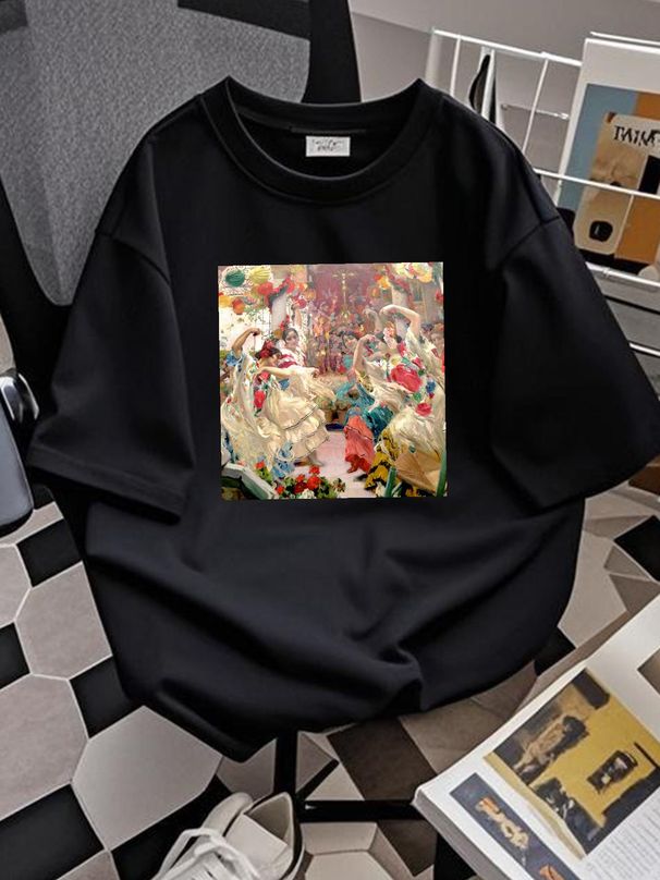 Flamenco Dancers, Joaquin Sorolla Y Bastida, Unisex T-Shirt, Art T-Shirt, Fine Art T-Shirt, For Her, For Him, Art Lover Fashion Summer Breathable_viptrois.com