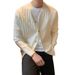 Modern V-Neck Knit Cardigan – Slim-Fit Business Casual Men’s Sweater (Breathable Polyester, Striped Detailing, White/Black/Navy, M-3XL)_viptrois.com