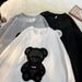 Men's Casual Loose Fit Pullover Sweatshirt - Streetwear Style With Minimalist Embroidery - Grey/White/Black_viptrois.com