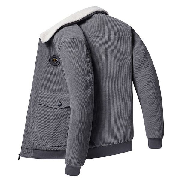 Autumn Winter New Corduroy Lamb Fleece Jacket For Men S Loose And Thickened Casual Polo Collar Coat_viptrois.com