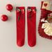 Children's Socks Autumn And Winter Bow Red Calf Socks Girls Red Cotton Socks Christmas Socks_viptrois.com