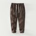 Men's Clothing Pure Linen Fabric Breathable Drawstring Trousers Men's Solid Color Simple Casual Trousers_viptrois.com