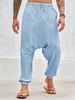 Cotton And Linen Loose Solid Color Casual Pants Summer American Loose Crotch Trousers_viptrois.com
